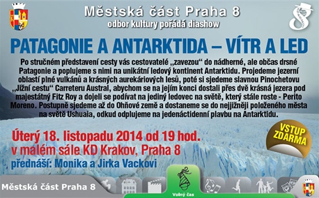 Přednáška Moniky a Jirky Vackových „Patagonie a Antarktida – vítr a led“