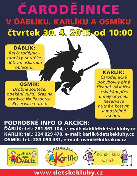 Čarodějnice v dětských klubech 2015