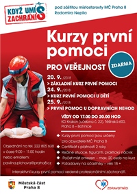 Když umíš, zachráníš – kurzy první pomoci pro veřejnost 20.–25. září 2018 v KD Krakov