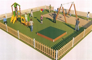 Vizualizace dětské hřiště park Dlážděnka Vizualizace dětské hřiště park Dlážděnka