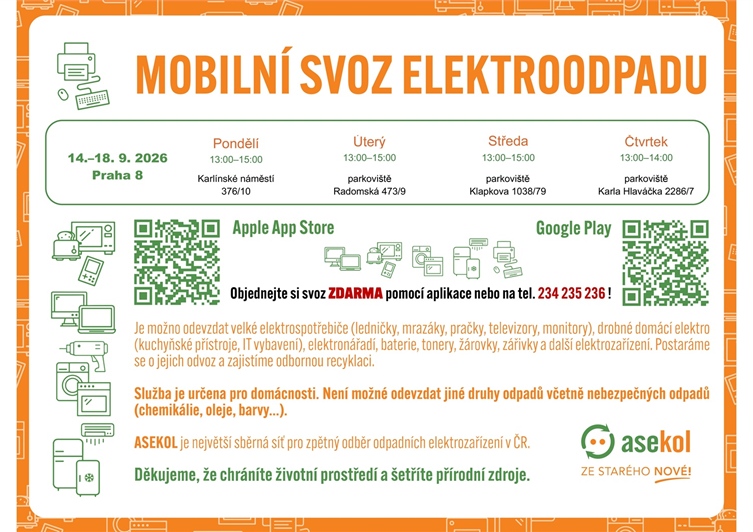 Mobilní svoz elektroodpadu září 2026
